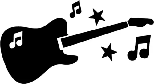 Nota ve Gitar - Araç, Oto, Laptop, Duvar Uyumlu Sticker 10*5 Cm