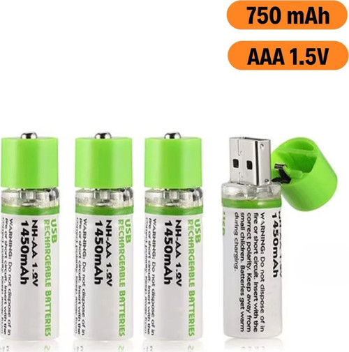 Buffer® Usb Şarjlı 1450Mah Aa 1.2V Lityum Kalem Pil – 4'Lü Set, Tekrar Şarj Edilebilir Uzun Ömürlü D
