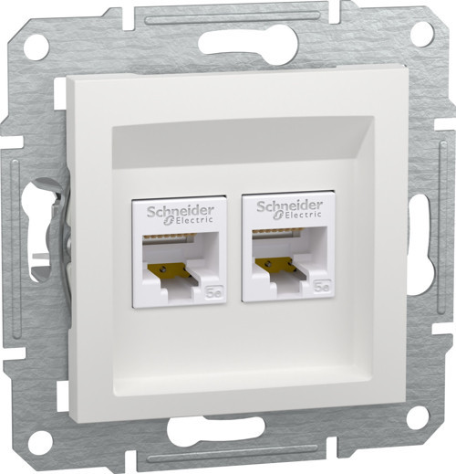 EPH4470121 Asfora Beyaz 2XRJ45 Cat5e Utp Priz Çerçevesiz