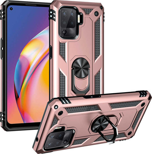 Oppo Reno 5 Lite Kılıf Vega Yüzüklü Standlı Zırh Kılıf
