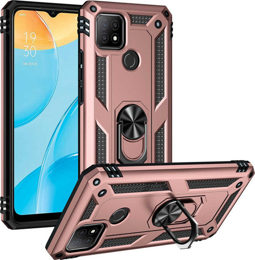 Oppo A15S Kılıf Zore Vega Yüzüklü Standlı Zırh Kılıf