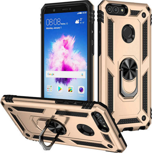 Huawei P Smart Kılıf Zore Vega Yüzüklü Standlı Zırh Kılıf