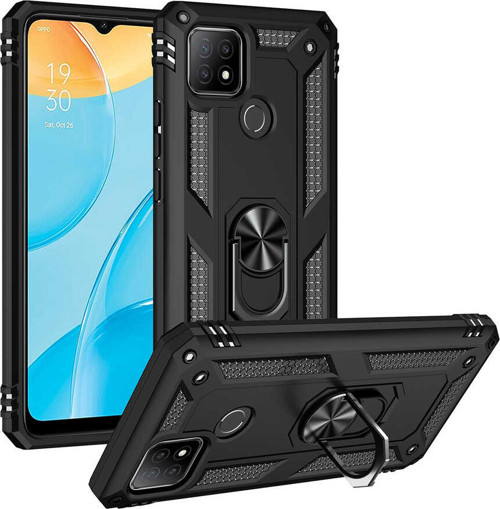 Oppo A15S Kılıf Zore Vega Yüzüklü Standlı Zırh Kılıf