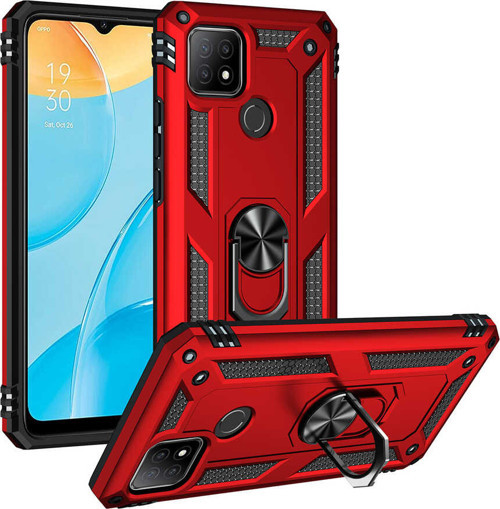 Oppo A15S Kılıf Zore Vega Yüzüklü Standlı Zırh Kılıf
