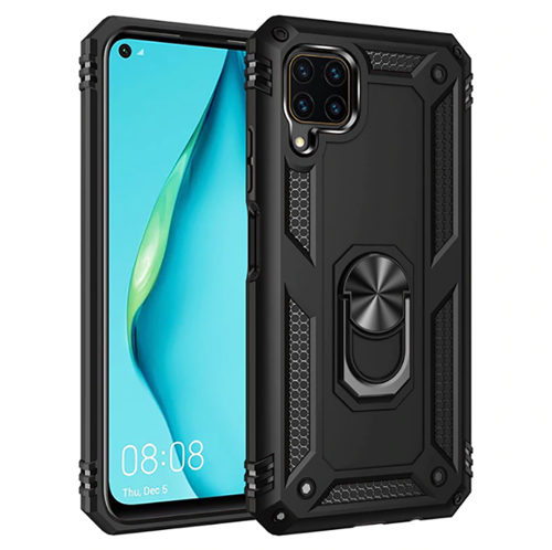 Huawei P40 Lite Kılıf Zore Vega Yüzüklü Standlı Zırh Kılıf