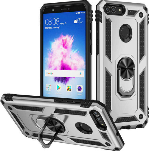 Huawei P Smart Kılıf Zore Vega Yüzüklü Standlı Zırh Kılıf