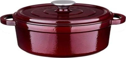Majolik Bordo Sığ Döküm Tencere 24 Cm