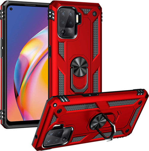Oppo Reno 5 Lite Kılıf Zore Vega Yüzüklü Standlı Zırh Kılıf