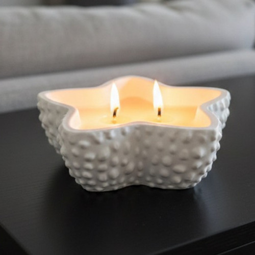 Deniz Yıldızı Formlu Dekoratif Mum - Hediyelik Oda/Balkon/Banyo Süsü Dekoru 15 Cm Çap