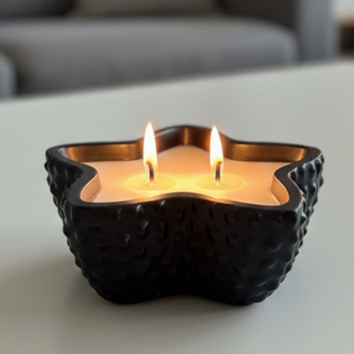 Deniz Yıldızı Formlu Dekoratif Mum - Hediyelik Oda/Balkon/Banyo Süsü Dekoru 15 Cm Çap