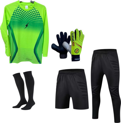 GK DEGAJ Çocuk Kaleci Forması Şortu Çocuk Kaleci Eldiveni Çocuk Kaleci Pantolonu Çorabı Seti
