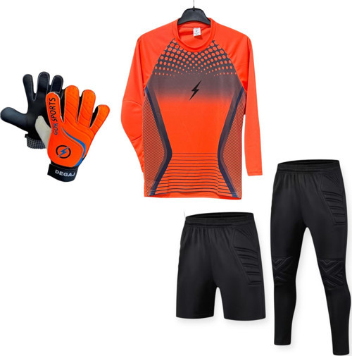 GK DEGAJ Çocuk Kaleci Forması Şortu Çocuk Kaleci Eldiveni Çocuk Kaleci Pantolonu Çorabı Seti
