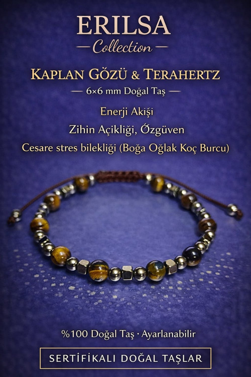 Sertifikalı Zihin Açıklığı Özgüven Cesaret Stres Bilekliği - Kaplangözü Terahertz Doğal Taş 6mm