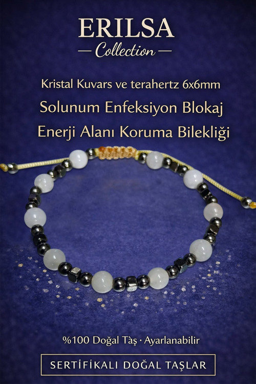 Sertifikalı Solunum Enfeksiyon Blokaj Enerji Alanı Bilekliği – Kristal Kuvars Terahertz Doğaltaş
