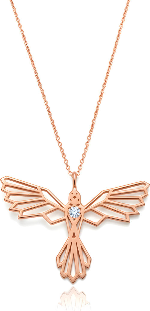 Tasarım Anka Kuşu Gümüş Kolye - Rose