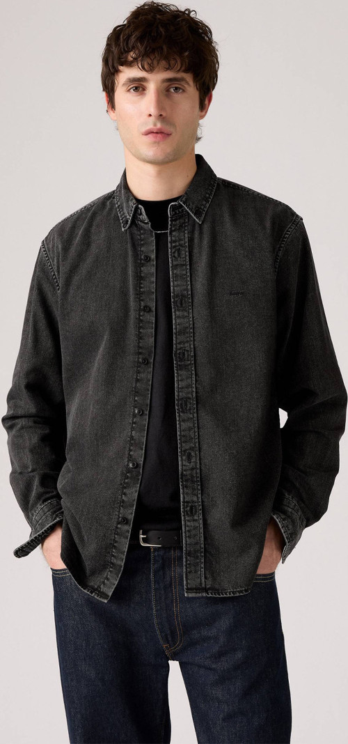 Erkek Authentic Button Down Siyah Kot Gömlek-A7210-0038