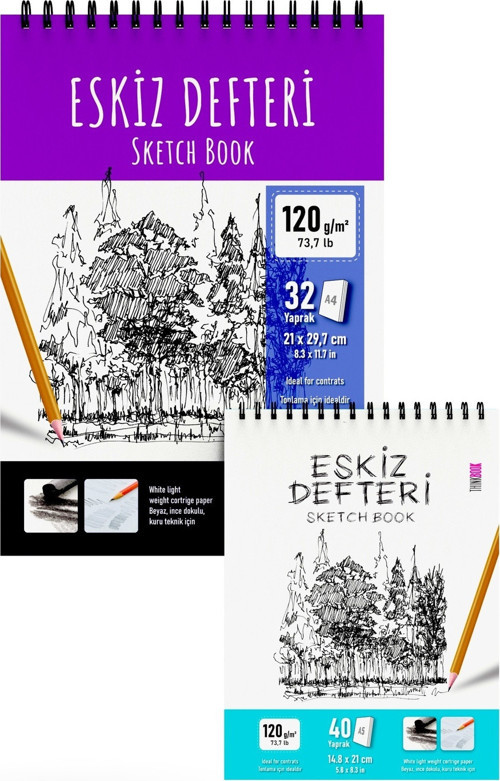 Eskiz A5, A4 Spiralli Defter 2'Li Set