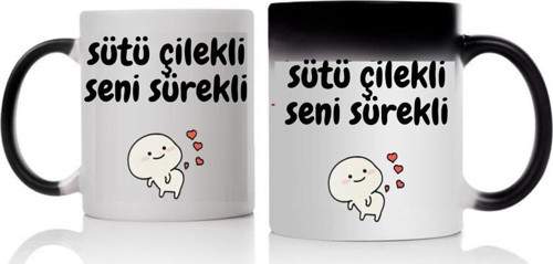 Sütü Çilekli Seni Sürekli Tasarımlı Sihirli Kupa Bardak 2841