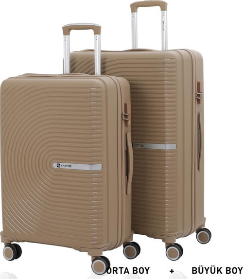 Bavul Büyük ve Orta 2li Set Kırılmaz Silikon Valiz V374 Şampanya