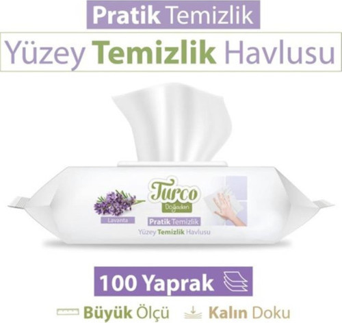 Baby Turco Turco Doğadan Pratik Yüzey Temizlik Havlusu Lavanta 100 Yaprak