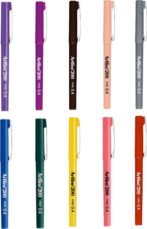 200 Fine 0.4mm İnce Uçlu Yazı ve Çizim Kalemi 10lu Set 2
