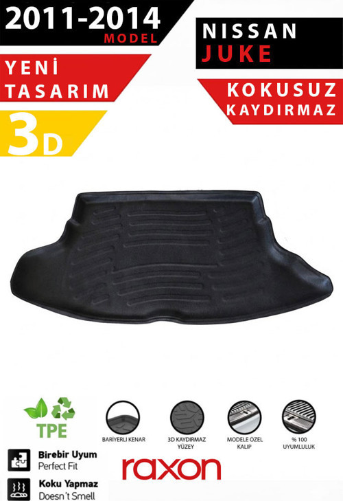 Nissan Juke 2011–2014 Bagaj Havuzu 3D Özel Kalıp Su Geçirmez Kaymaz