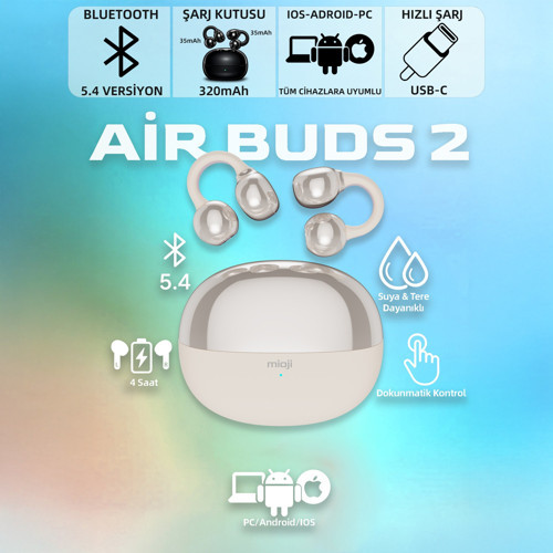 Air Buds 2 Kablosuz 5.4 IOS Android Windows PC ve Tüm Telefonlar ile Uyumlu Bluetooth Kulaklık - Beyaz