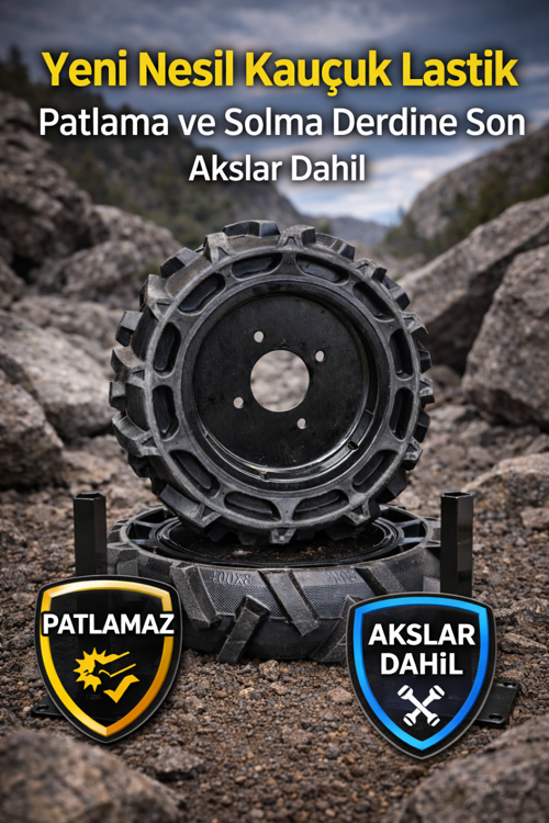 DALAZ, YAGMUR YET 300 ÇAPA MAKİNASI UYUMLU DOLGU TEKER,PATLAMAZ LASTİK 400X8 AKİSLİ YENİ NESİL