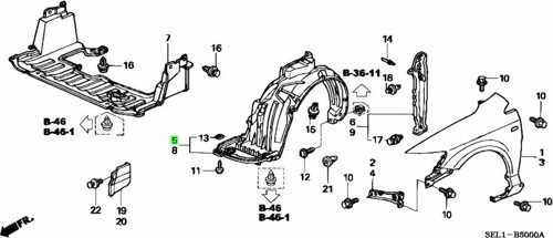 Honda City Ön Çamurluk Davlumbazı Sağ 2004- (Oem No: 74101Selt10)
