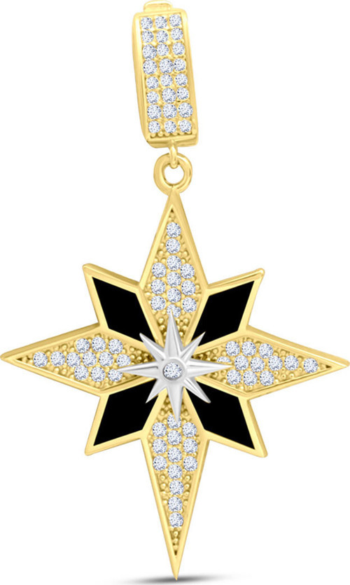 Altın Siyah Mineli Kuzey Yıldızı Charm Kolye (UC0280)