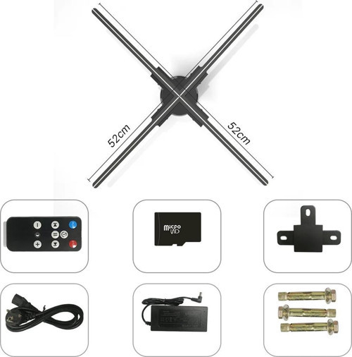 Hello Z7H 3D Hologram Fan Holografik Video Görüntü Projektörü 52 Cm Uzaktan Kumanda - Wifi Telefon APP