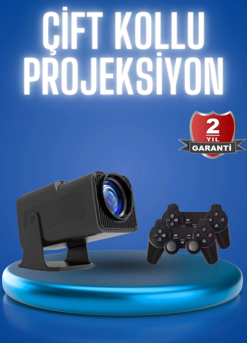 Android Projeksiyon Siyah Taşınabilir Sinema Projektörü 4K 1080P Ev Sineması Bluetooth