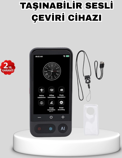 Taşınabilir Akıllı Sesli Çeviri Cihazı – 139 Dil Desteği, Dokunmatik Ekran