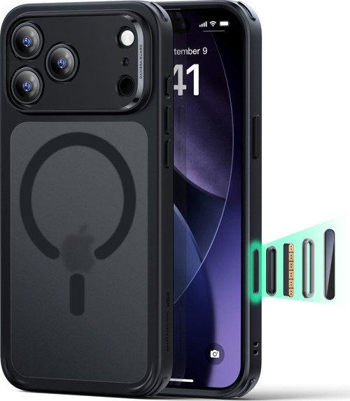 Apple iPhone 17 Pro Max Classic Hybrid Magsafe Kılıf - Kamera Kontrol Buton - Buzlu Siyah