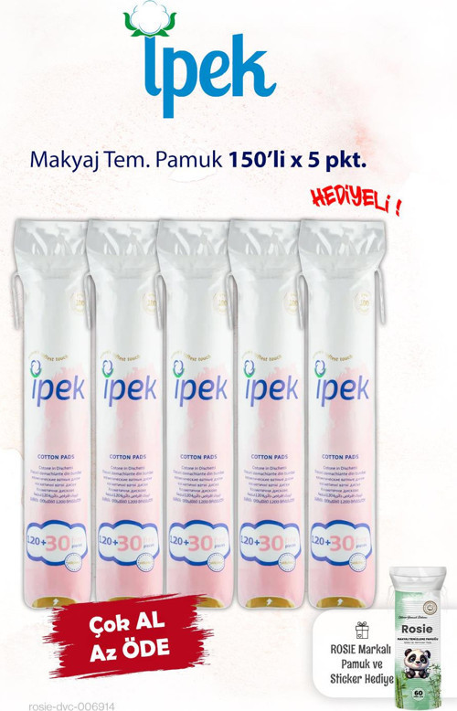 150'li x 5 pkt. Makyaj Temizleme Pamuğu ve Rosie