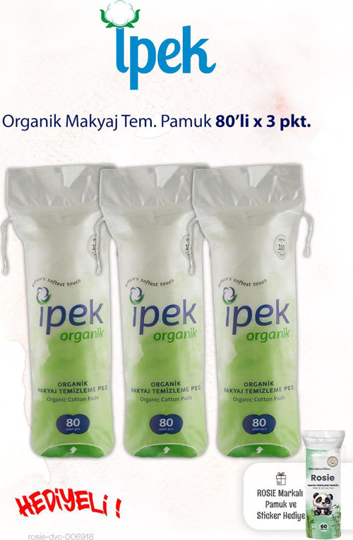 Organik 3 pkt x 80'li Makyaj Tem. Pamuğu ve Rosie