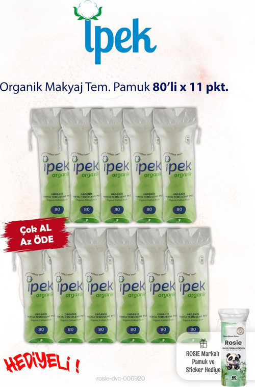 Organik 11 pkt x 80'li Makyaj Tem. Pamuğu ve Rosie