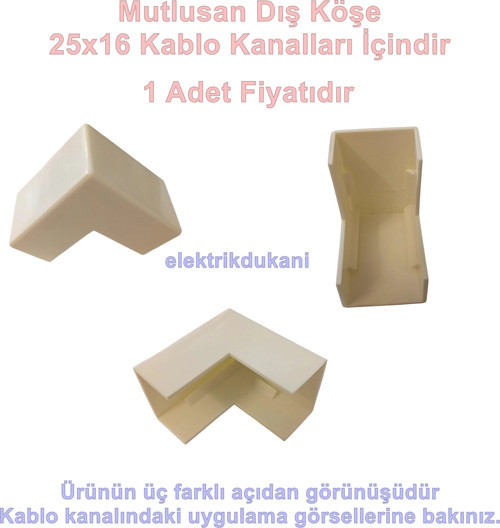 25x16 Kablo Kanalı DIŞ Köşe Plastik Beyaz