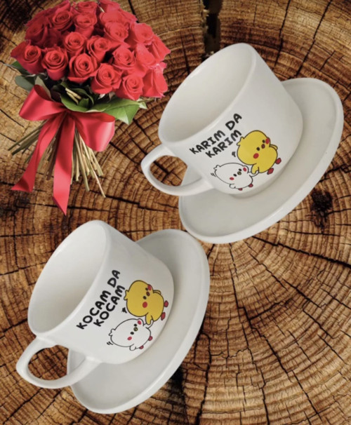 SEVGİ TEMALI 2'Lİ PORSELEN KAHVE FİNCANI