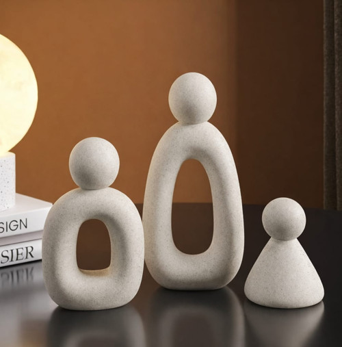 Minimal Tasarım El Yapımı Beton Biblo Seti Beyaz