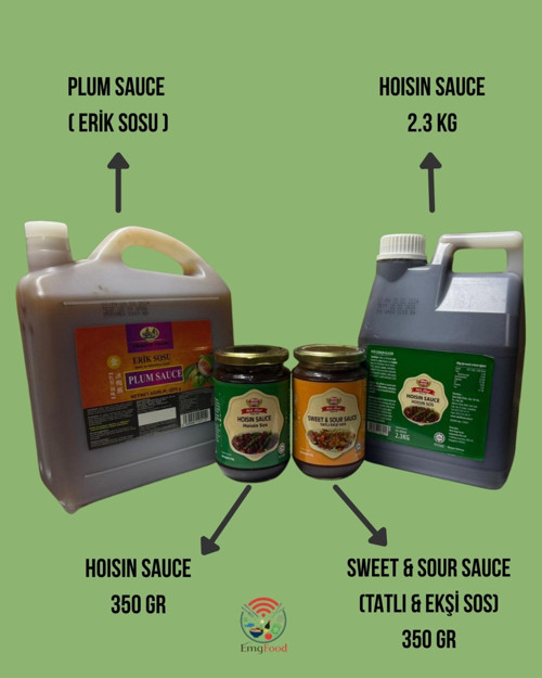 Erik Plum Sos 2.3 Kg & Hoisin Sos 2.3 Kg & Sweet And Sour Sos 350 Gr & Hoisin Sos 350 Gr