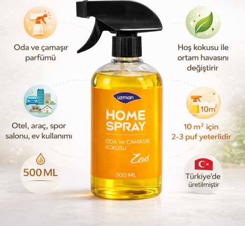 Home Spray Zeus Oda Spreyi - Çamaşır Kokusu 500 ml – Ev, Ofis, Araç