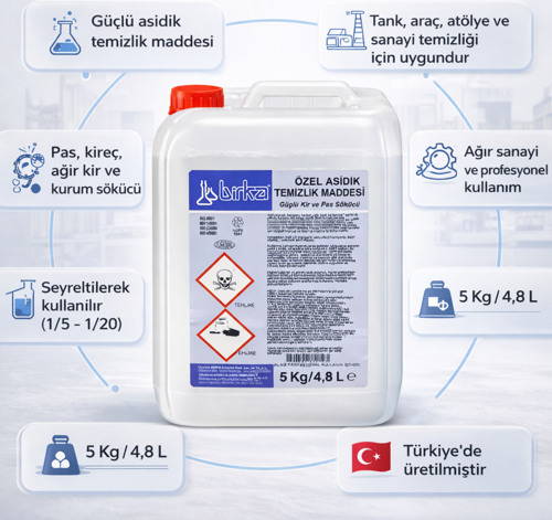 Özel Asidik Temizleyici 4 Adet x 5 Kg – Ağır Kir ve Pas Temizleyici (Profesyonel Kullanım)