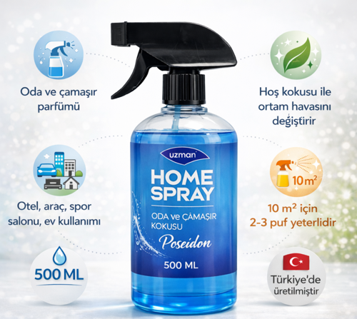 Home Spray Posedion Oda Spreyi - Çamaşır Kokusu 500 ml – Ev, Ofis, Araç