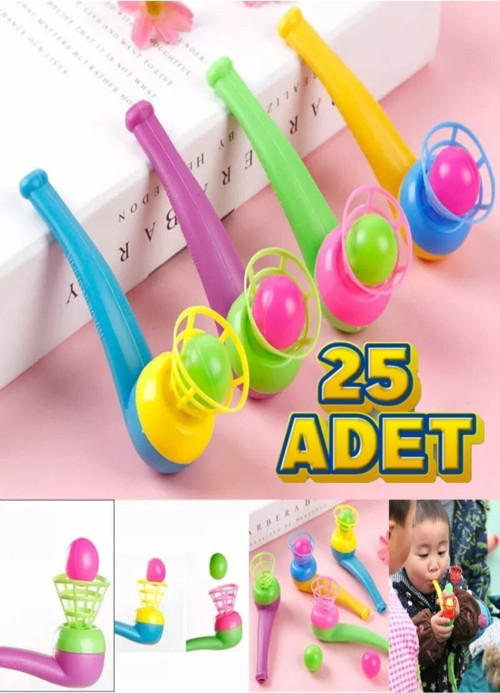 25 Adet Saksafon Pipet Top Üfleme Oyunu Eğitici Oyuncak