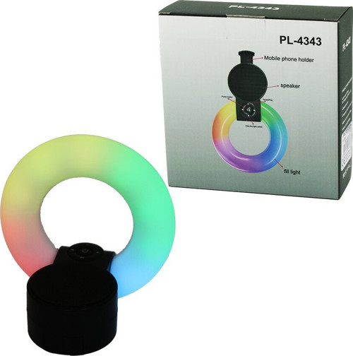 YUVARLAK HALKA - PLASTİK GÖVDE BLUETOOTH WİRELESS MİNİ HOPARLÖR SPEAKER USB ŞARJLI - IŞIKLI TELFON TUTUCU 5W PL-4343 (28