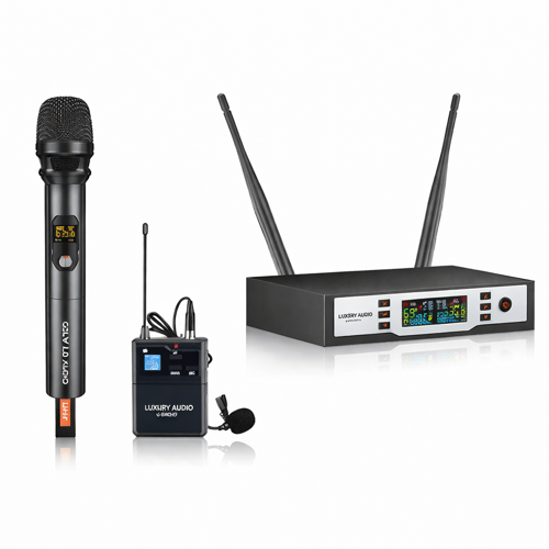 Luxury,Üst Segment Kablosuz 1 Adet El 1 Adet Yaka UHF Mikrofon Seti