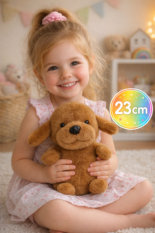 23 cm Peluş Köpek Oyuncak – Yumuşak Dokulu, Sevimli Tasarım, Çocuklar İçin Peluş