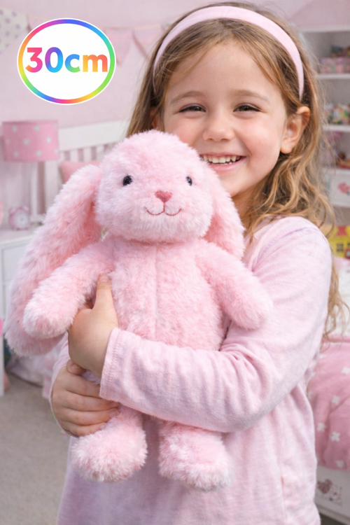 30 Cm Uzun Kulaklı Pembe Peluş Tavşan – Yumuşak Uyku Arkadaşı, Bebek ve Çocuk Oyuncağı