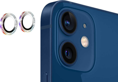 Apple iPhone 12 CL-06 Renkli Taşlı Kamera Lens Koruyucu